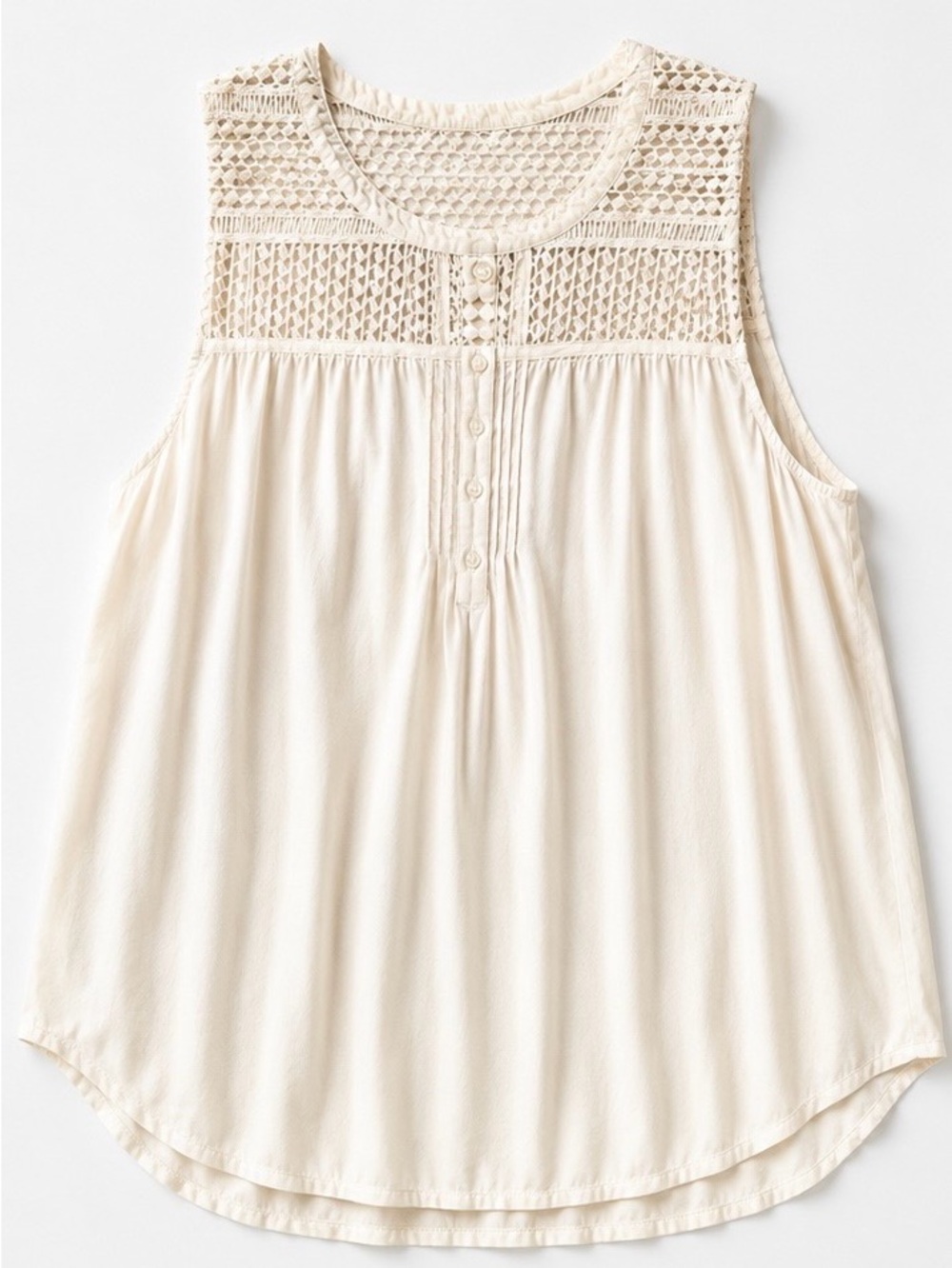 Lucky Brand Cream Crochet Lace Sleeveless Blouse Size Medium